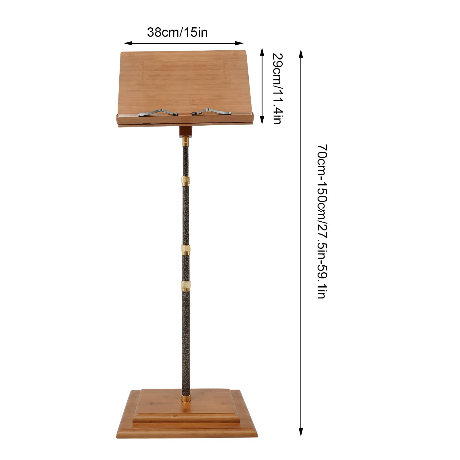 Premium Bamboo Music Sheet Stand - Adjustable Height 70-150cm, 340° Rotatable Panel | Portable & Lightweight for Orchestra, Band, Choir, Piano Practice & Music Lessons | Home & Professional Use