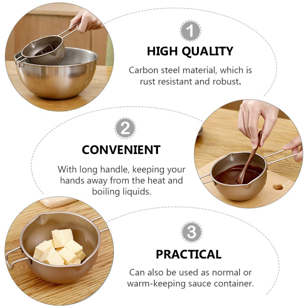 Cabilock 1-Piece Stainless Steel Chocolate Melting Pot - Double Boiler for Butter, Fondue & Milk - Mini Candle Heating Utensil for Candy Making, Baking & Coffee (Turkey Carbon Steel, One-Piece Baby Safe Design) - Perfect for Home Kitchens, Bakeries & DIY Dessert Parties