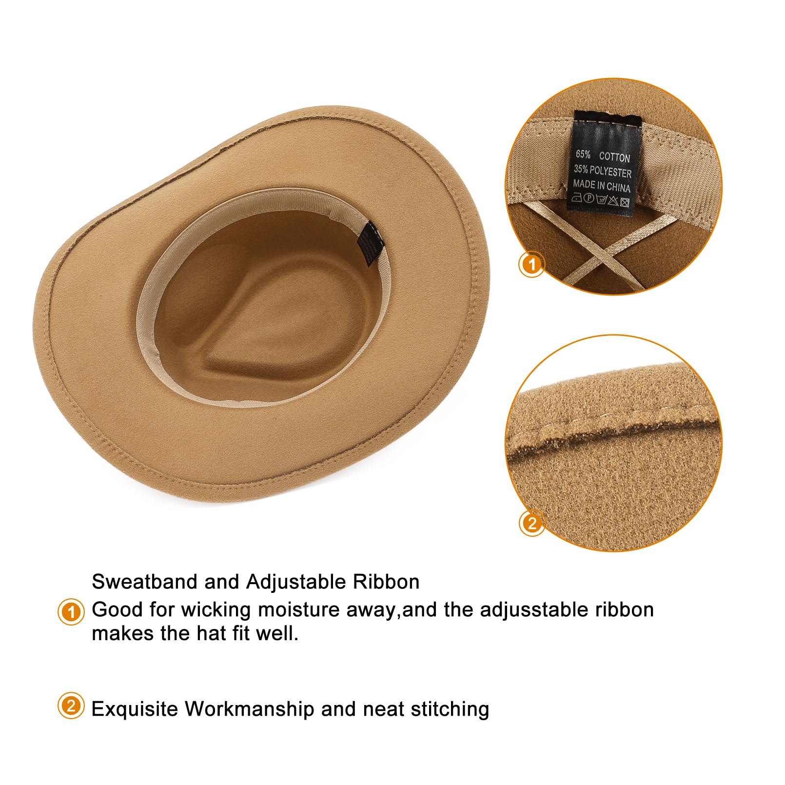 GEMVIE Crushable Roll-Up Western Cowboy Hat for Men & Women - Classic Wide Brim Cowgirl Hat with Belt Buckle - Perfect for Rodeo, Country Music Festivals & Outdoor Adventures