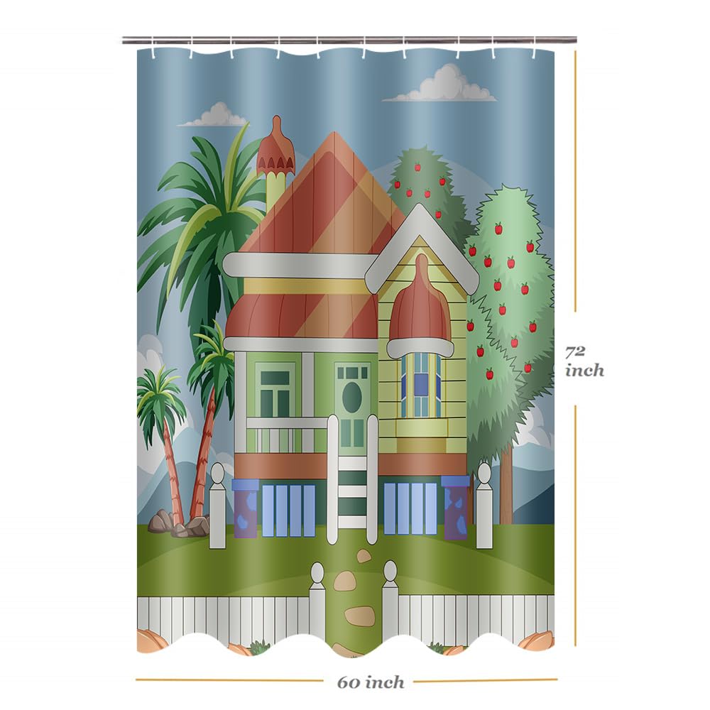 Bluey Cartoon Kids Shower Curtain 60x72 Inches - Cute Blue Themed Bathroom Decor for Boys & Girls - Waterproof Fabric with Rustproof Hooks - Perfect for Bathroom, Bathtub, and Kids' Room Decor