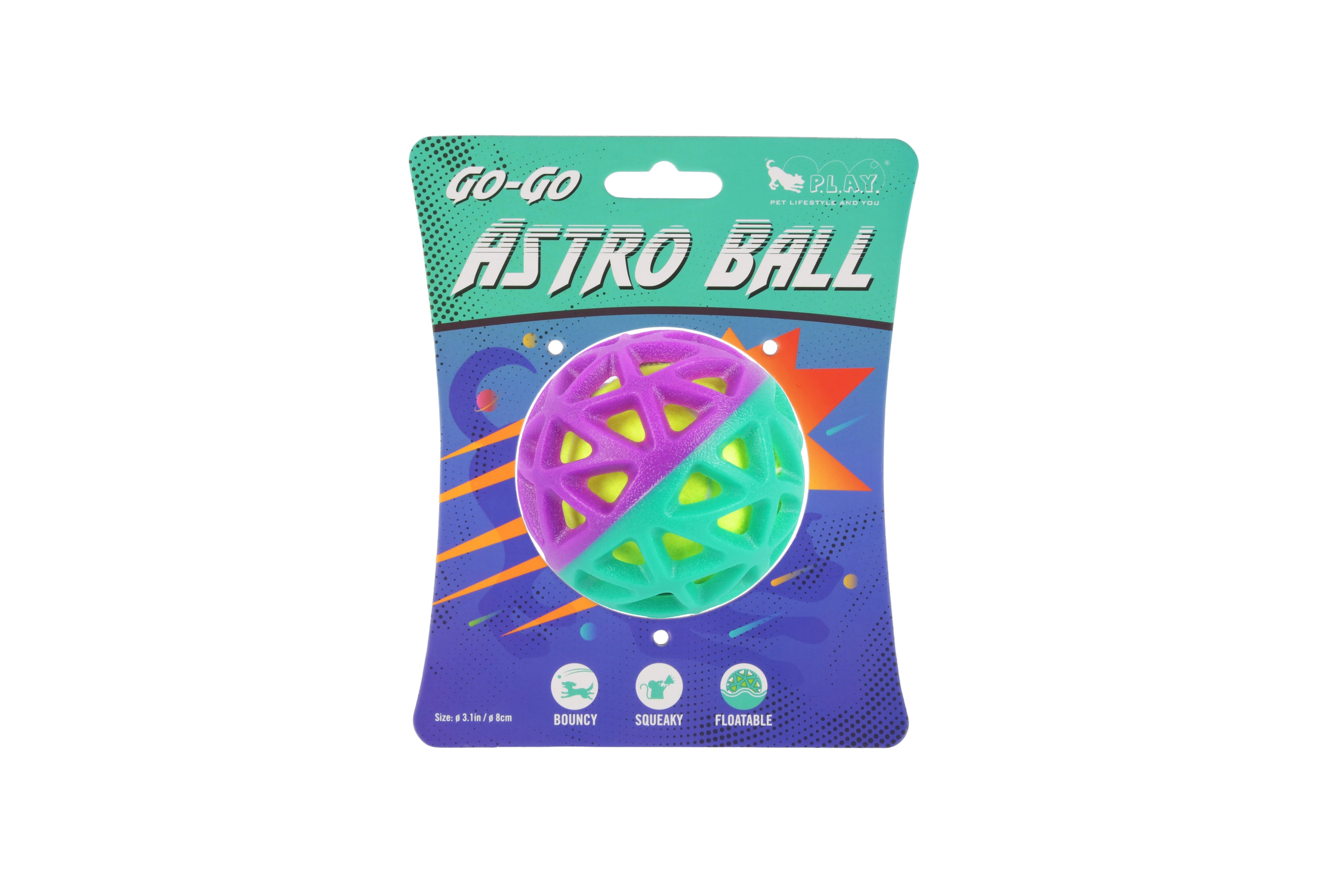 Fetch Bouncy Squeaky Dog Toy - Interactive Go Go Astro Ball for Small & Medium Dogs - Perfect for Indoor Play, Outdoor Fetch & Training Sessions