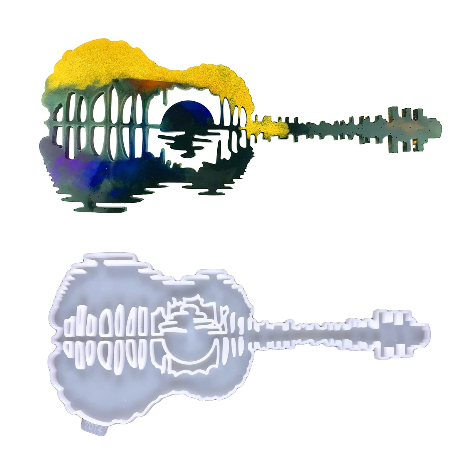 Premium Guitar Resin Molds - Abstract Silicone Mold for DIY Epoxy Resin Casting, Musical Instrument Jewelry & Wall Art Decor - Perfect for Handmade Keychains, Pendants & Home Decoration Projects