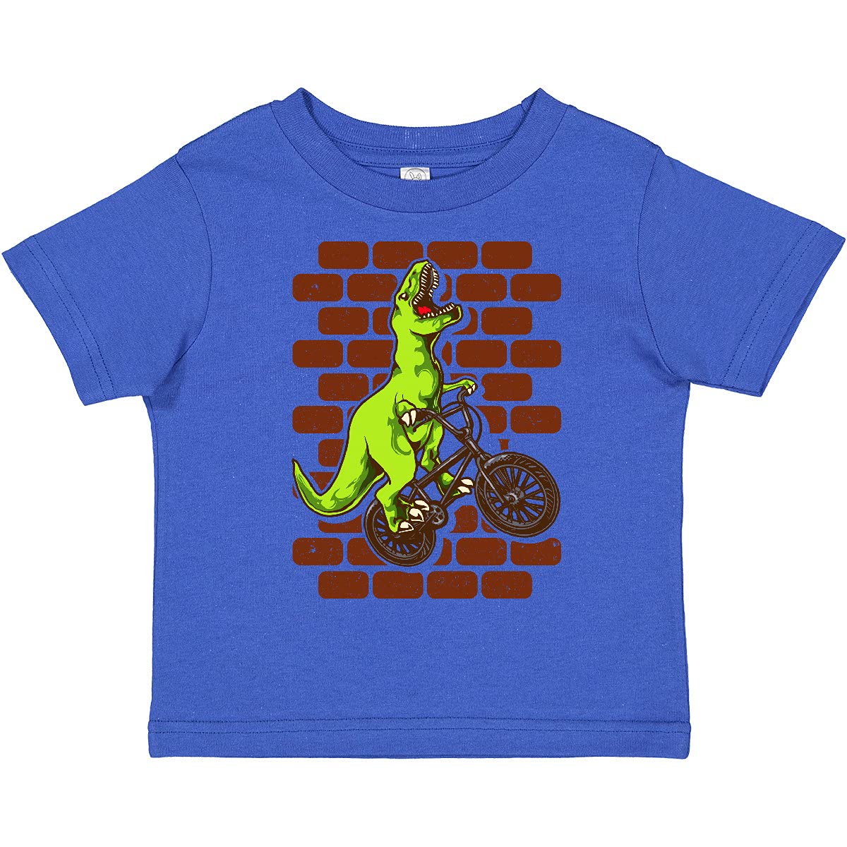 Inktastic BMX Motocross Dinosaur Graphic Toddler T-Shirt - Cute Dino Print Cotton Tee for Boys & Girls - Perfect for Playdates, Birthday Parties & Everyday Wear