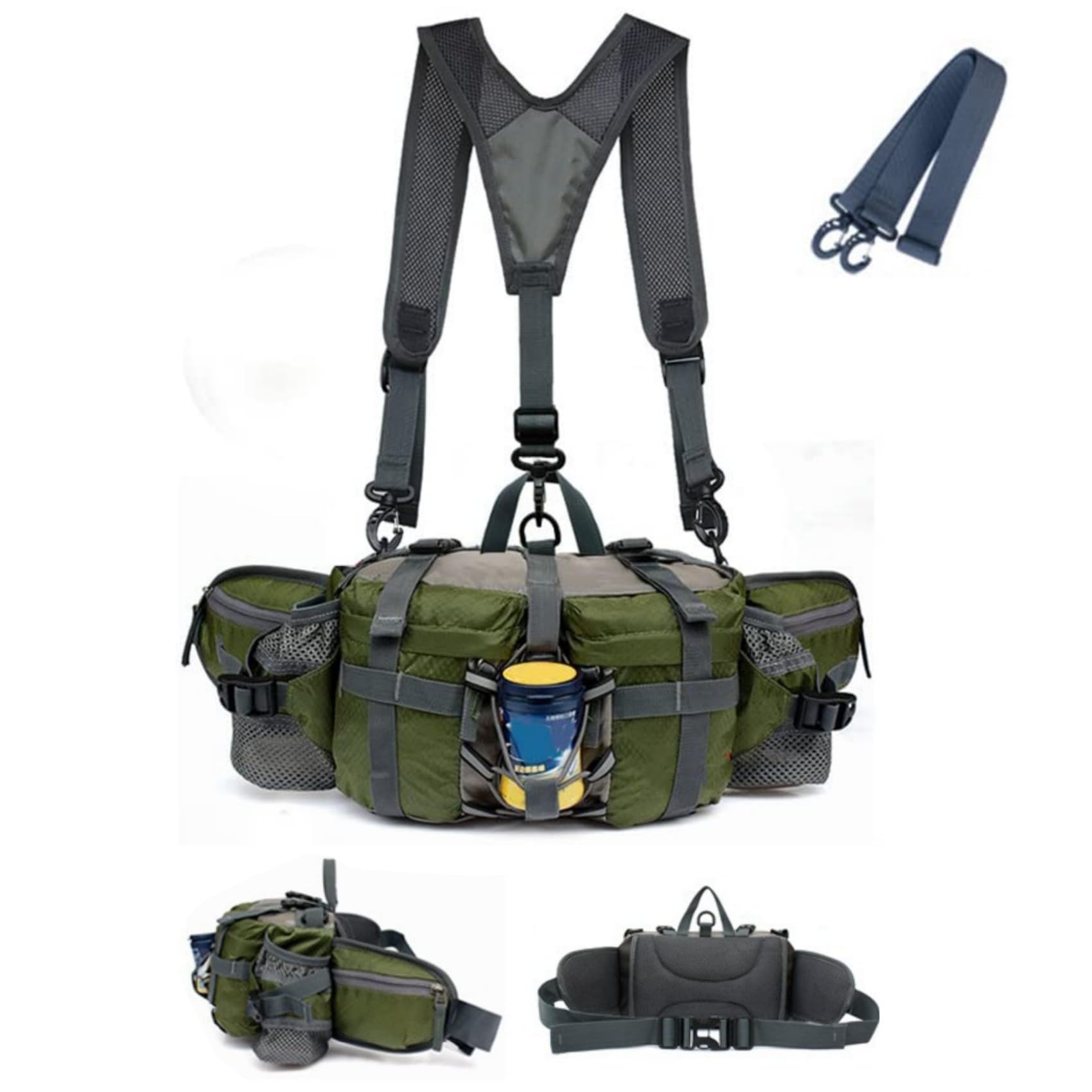 **Waterproof Hiking Fanny Pack with Water Bottle Holder & Adjustable Double Shoulder Straps – Lightweight Outdoor Waist Bag for Men & Women – Perfect for Hiking, Fishing, Hunting, Running & Sports**    *(Use Cases: Ideal for outdoor adventures, gym workouts, travel, festivals, and everyday carry to keep essentials secure and hands-free.)*