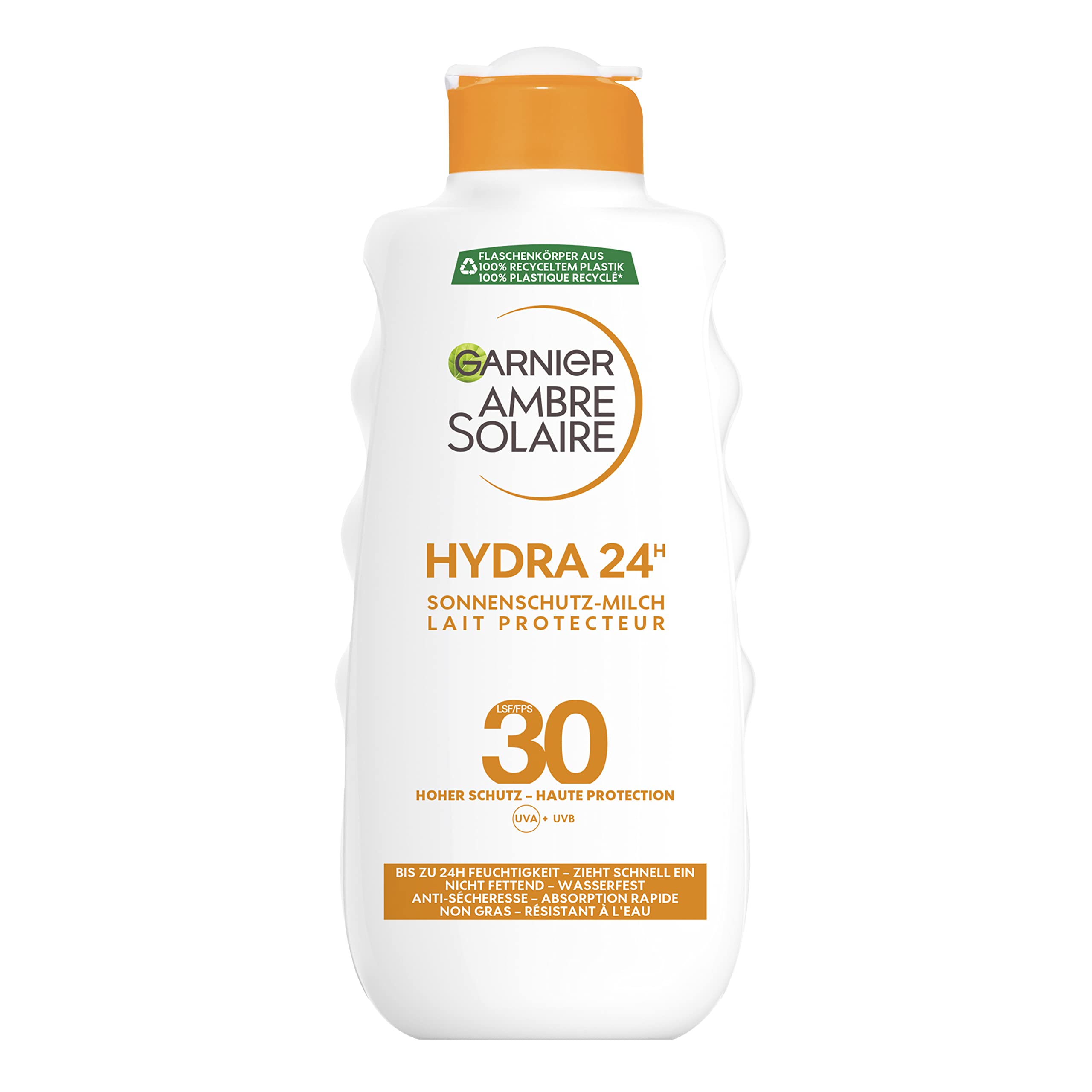 Garnier Ambre Solaire SPF 30 Moisturizing Sunscreen with Shea Butter - 200ml Sun Protection Milk for Face & Body | Daily UV Defense for Beach, Pool & Outdoor Activities