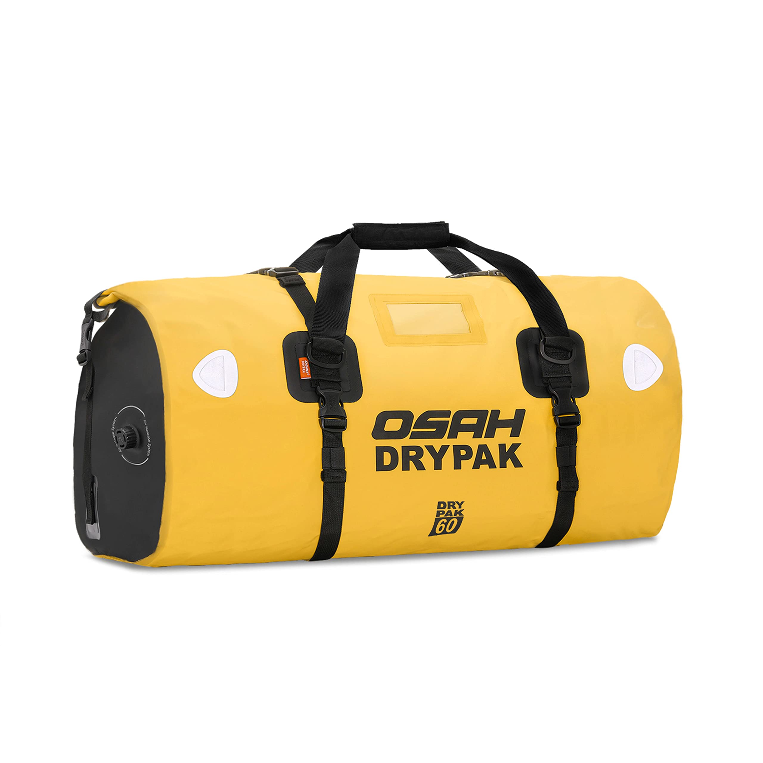 Waterproof Motorcycle Dry Bag 60L - Skiing, Hiking, Camping Gear (Yellow)