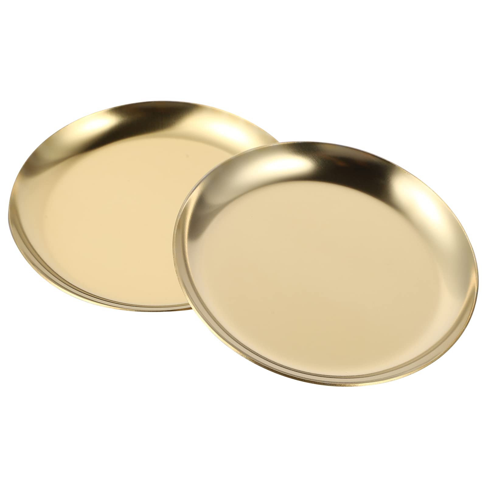 2Pcs Gold Jewelry Dish - Stainless Steel Serving Tray & Vanity Organizer for Rings, Earrings, Necklaces | Elegant Home Decor, Wedding Gift, Bathroom & Dresser Display