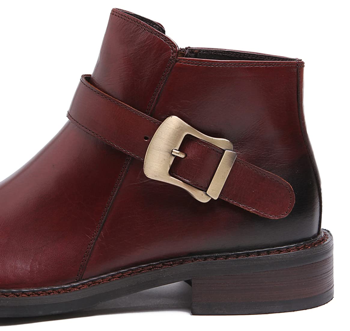 Santimon Men's Genuine Leather Chelsea Boots - Ankle Dress Boots for Wedding, Prom, Business & Casual Wear - Stylish Zipper & Buckle Design for Formal & Everyday Outfits