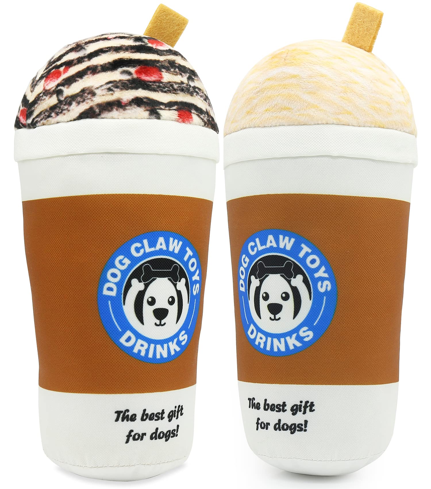 2 Pack Funny Dog Toys - Milk Tea & Coffee Cup Squeaky Plush Toys for Medium & Large Dogs | Food Grade Nylon & Soft Plush | Holiday & Birthday Gift for Pets | Perfect for Playtime, Training & Chewing Fun