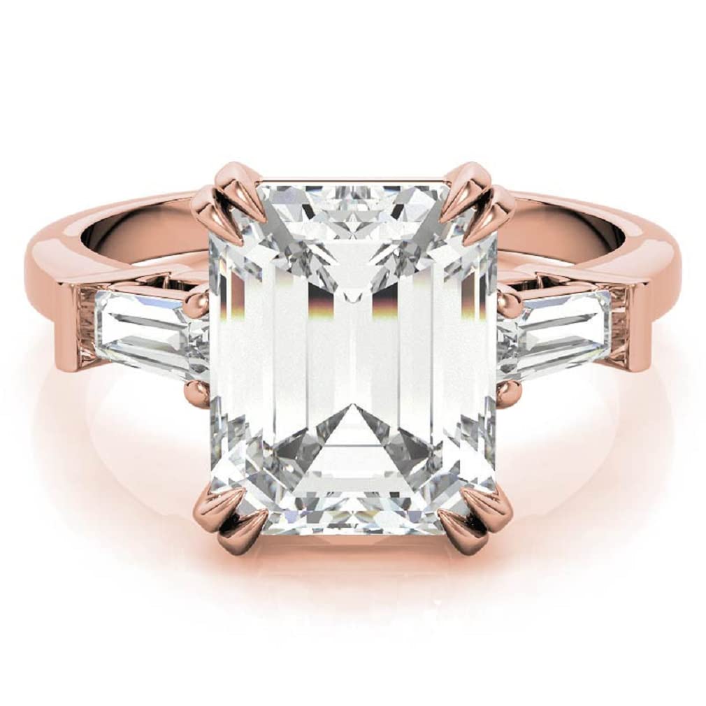 10K Solid Rose Gold Handmade Engagement Ring - 2.0 CT Emerald Cut Moissanite Diamond Solitaire Wedding Band for Women - Perfect for Proposals, Anniversaries & Bridal Jewelry Sets