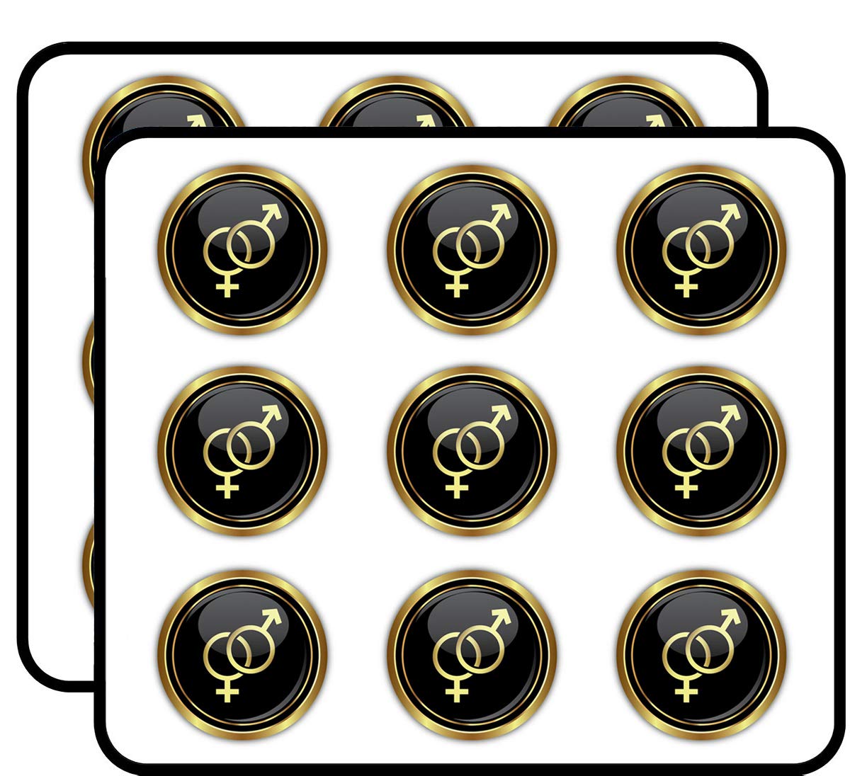Gold Male & Female Symbol Stickers - 18 Pack (2 Inch) for Planners, Calendars, Scrapbooking & DIY Crafts - Perfect for Bullet Journals, Wedding Invitations & Gift Decorations