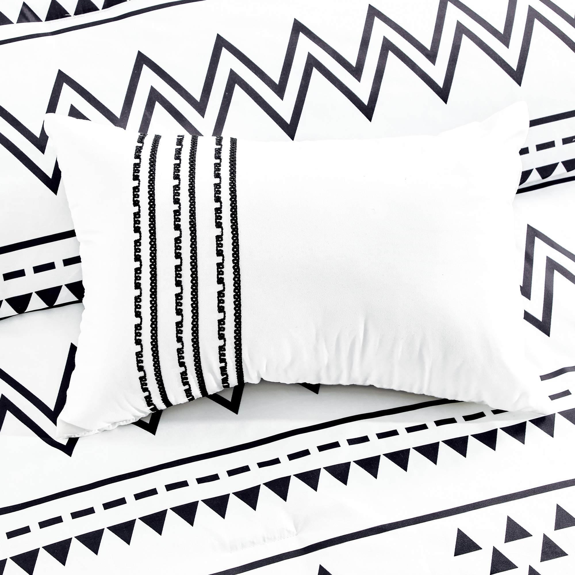 Luxury Aztec Comforter Set - 6 Piece Full/Queen/King Size Microfiber Bedding with Boho Black & White Patterns - Soft & Breathable for All Seasons - Perfect for Master Bedrooms, Guest Rooms & Bohemian Home Decor