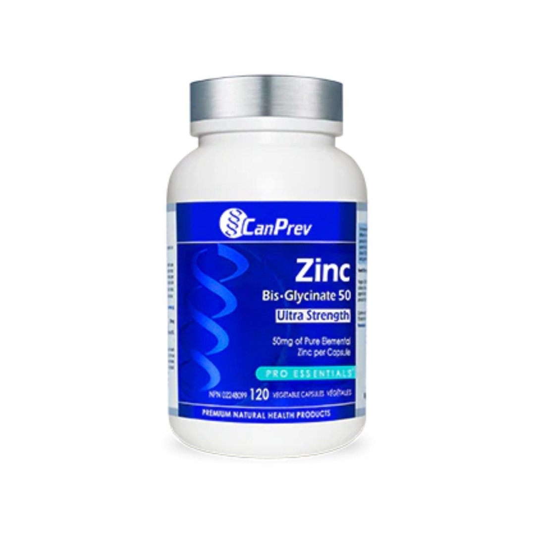 Canprev Zinc Bisglycinate 50 Ultra Strength 120 Capsules - High Absorption Zinc Supplement for Immune Support & Skin Health - Perfect for Daily Wellness & Immune Boosting