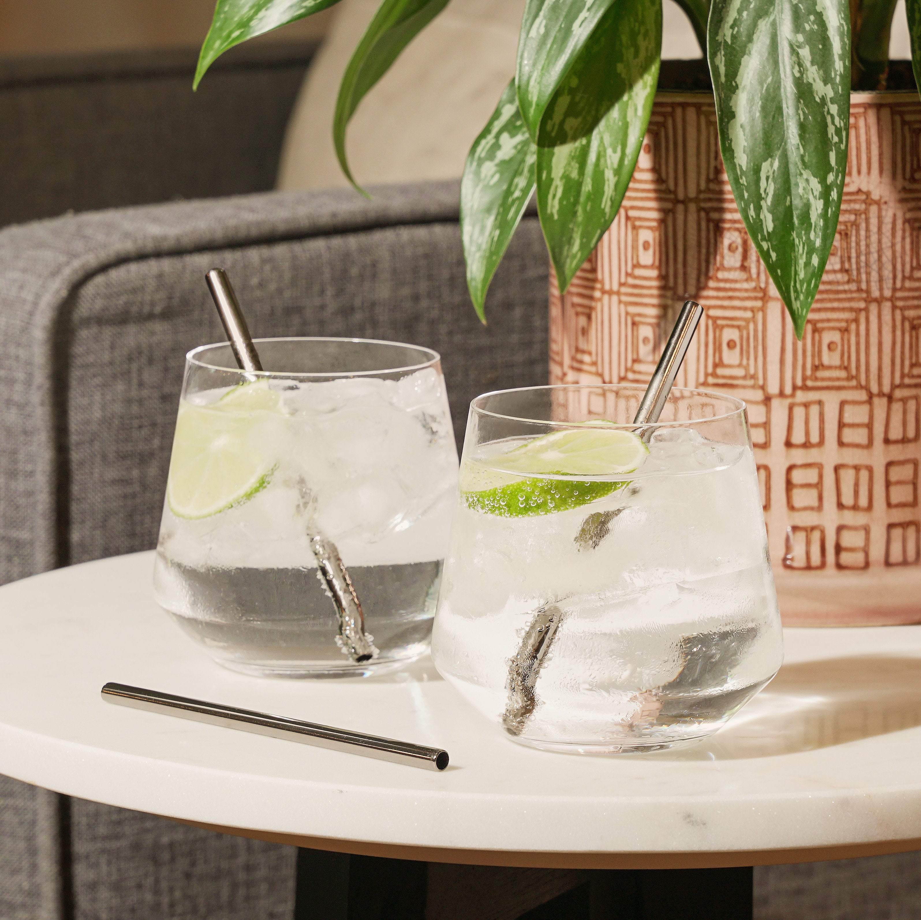 Warren Lowball Whiskey Straws - Set of 6 Reusable Stainless Steel Cocktail Stirrers - Perfect for Bourbon, Scotch & Old Fashioned Drinks at Home Bars or Parties