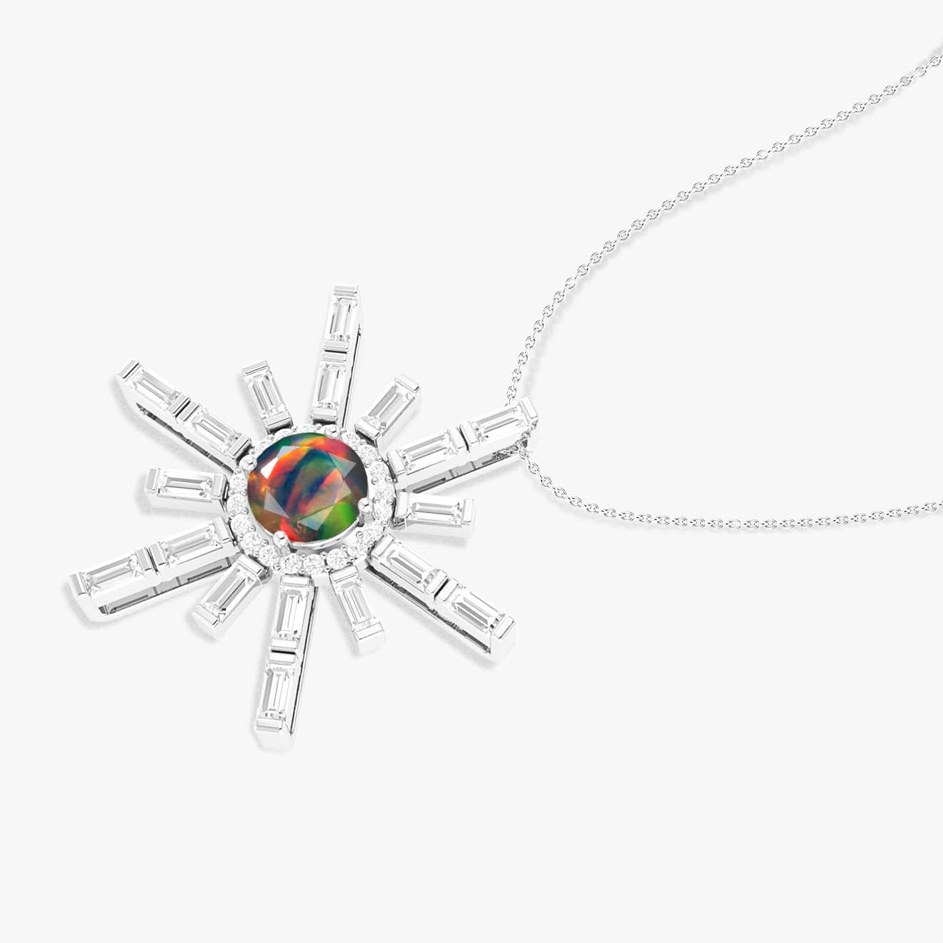 Natural Black Opal Sun Charm Pendant Necklace for Women - Elegant Handmade Jewelry Gift for Birthday, Anniversary & Special Occasions