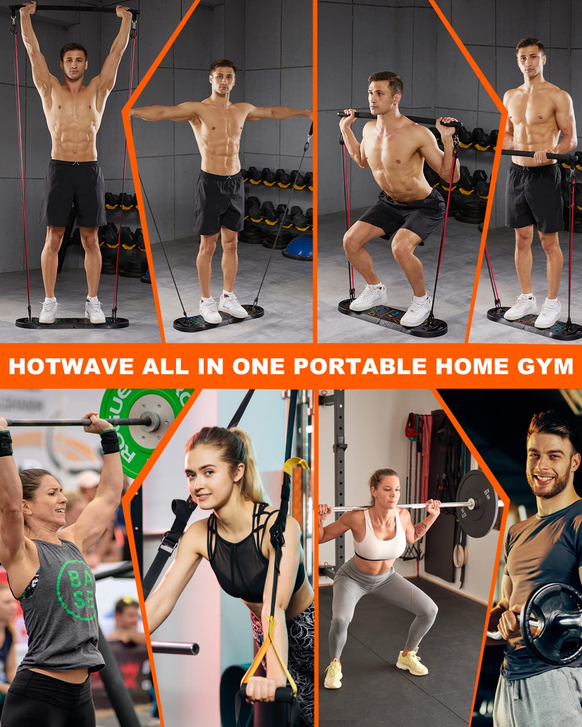 HotWave 20-in-1 Portable Home Gym Set with Push Up Board, Resistance Bands & Ab Roller Wheel - 16 Piece Fitness Equipment for Full Body Workout at Home, Travel & Small Spaces