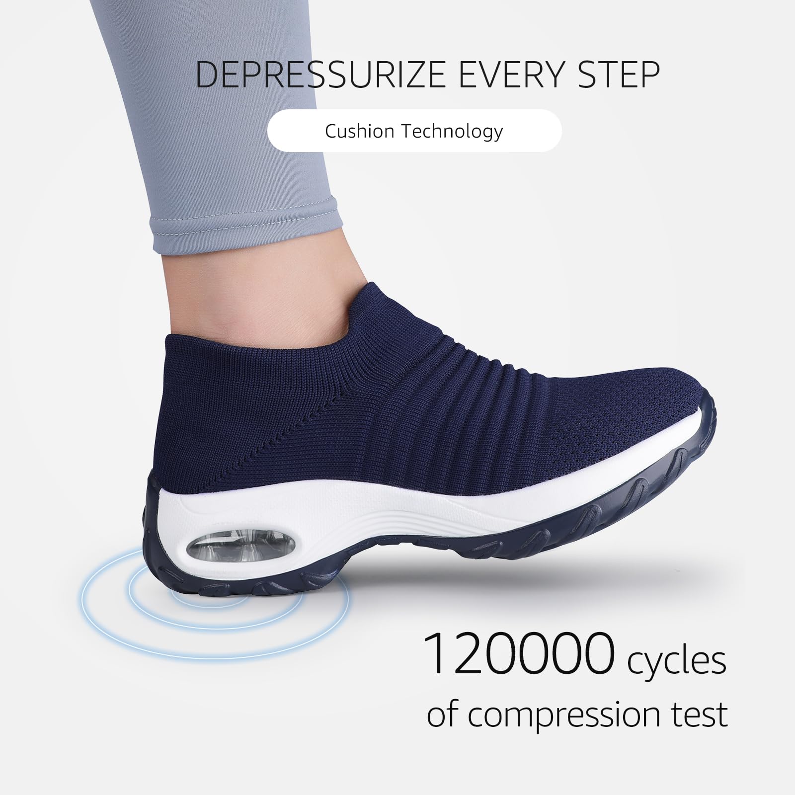 STQ Women's Slip-On Walking Shoes - Breathable Non-Slip Work Sneakers with Air Cushion & Arch Support - Comfortable Orthopedic Shoes for Nurses, Waitresses & All-Day Wear