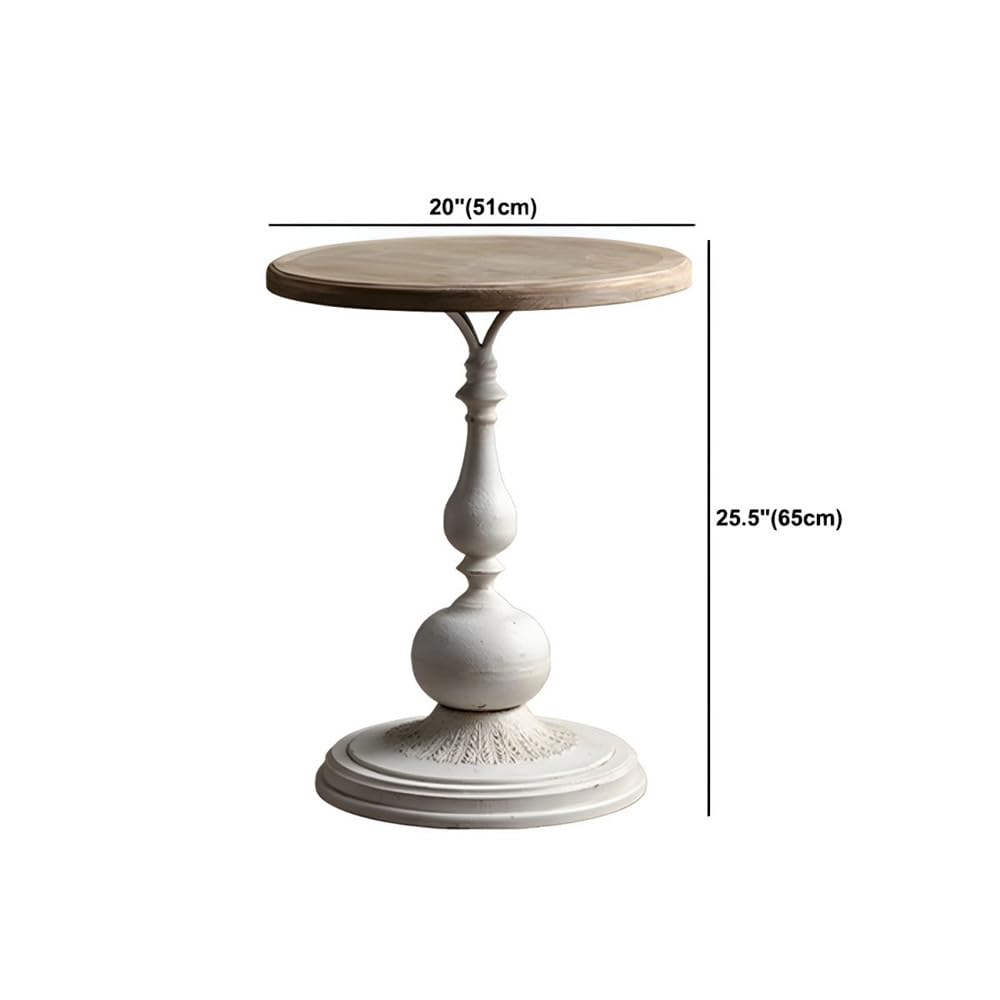 NIUYAO Mid-Century Modern Pedestal Side Table - Round French Style End Table for Living Room, Bedroom, Apartment | Accent Table, Nightstand, Coffee Table | White Finish | Perfect for Small Spaces & Home Decor