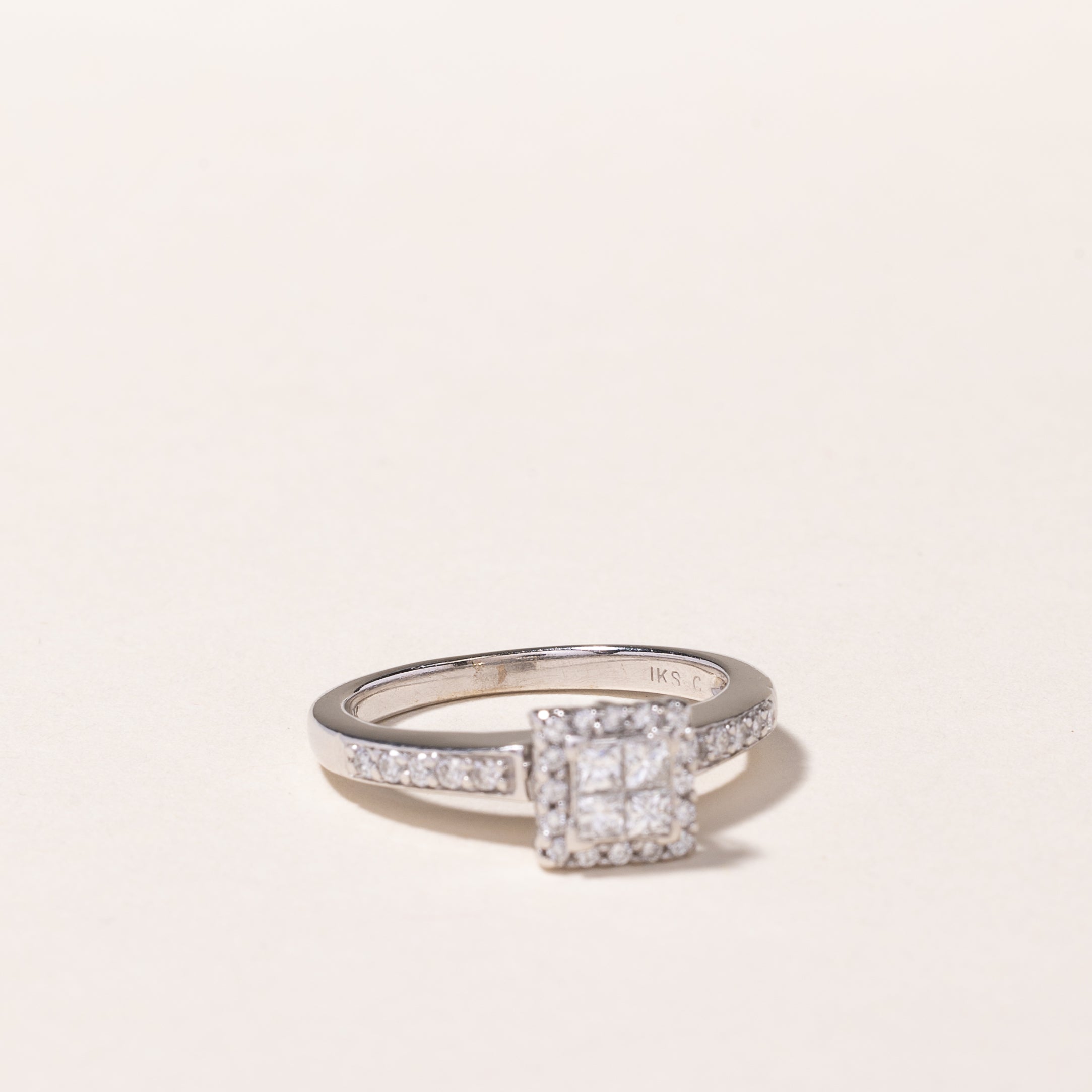 14K White Gold Princess Cut Diamond Illusion Ring - 0.40ctw Size 5.5 | Elegant Engagement, Wedding & Anniversary Jewelry Gift for Women