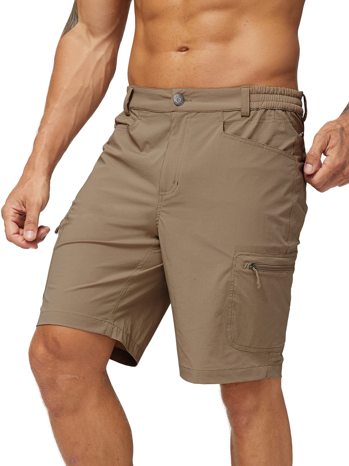 MIER Men's Quick Dry Hiking Shorts - Stretchy Cargo Shorts with 6 Pockets & Water Resistant Fabric for Outdoor Adventures, Camping & Travel