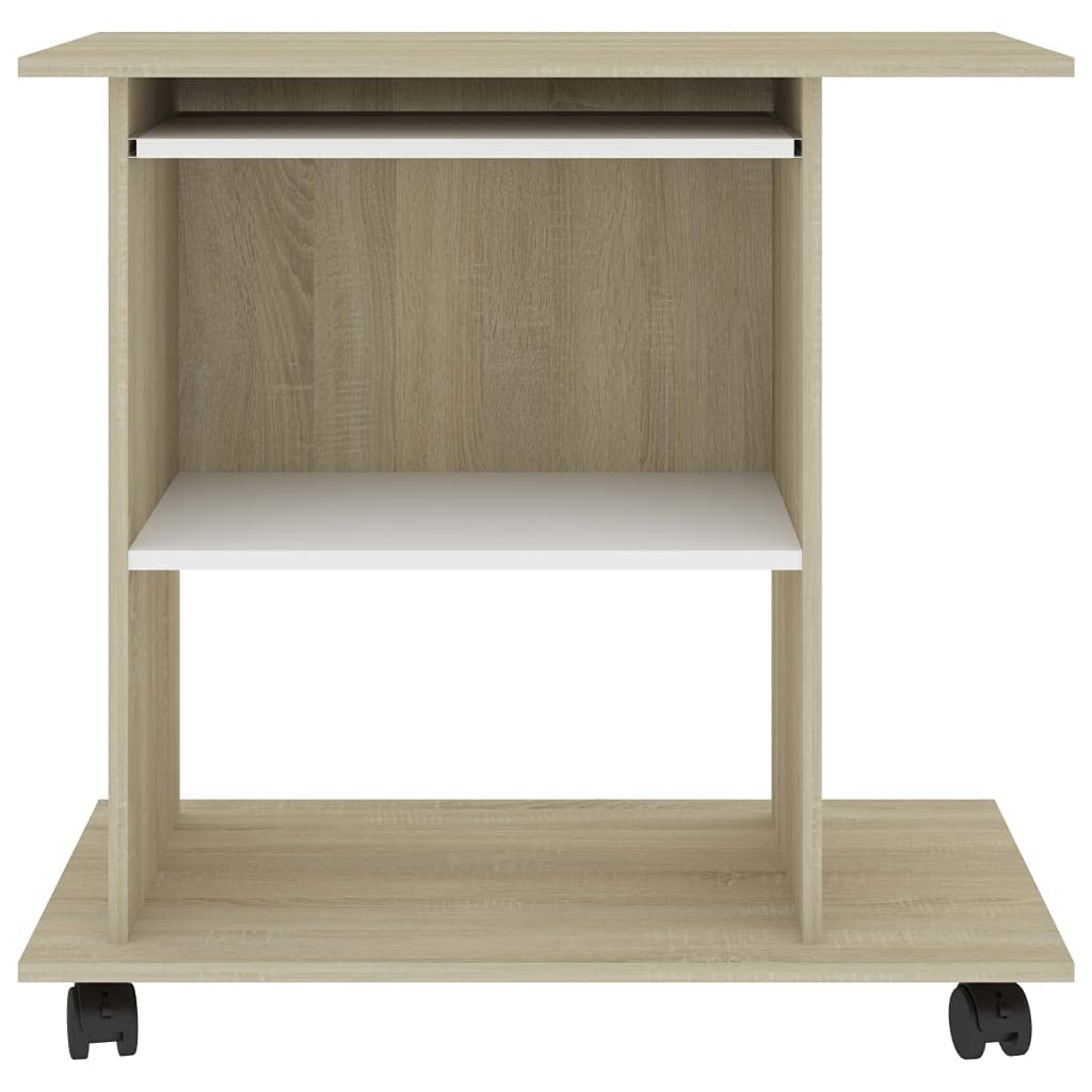 vidaXL White & Oak Gaming Desk with Keyboard Tray - Home Office & Workstation Setup