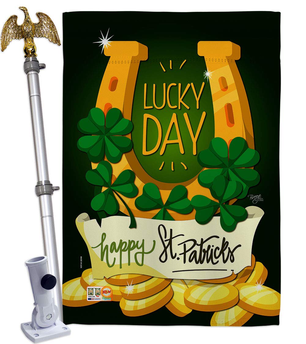 Lucky Day Spring St Patrick's Day Vertical House Flag Set - 28
