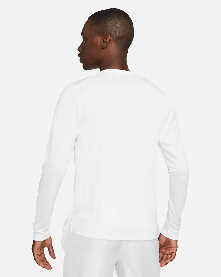 Nike Men's DRI-FIT Miler Long Sleeve Running Shirt - Moisture-Wicking, Breathable Workout Top (100% White) - Perfect for Jogging, Gym Training & Outdoor Sports