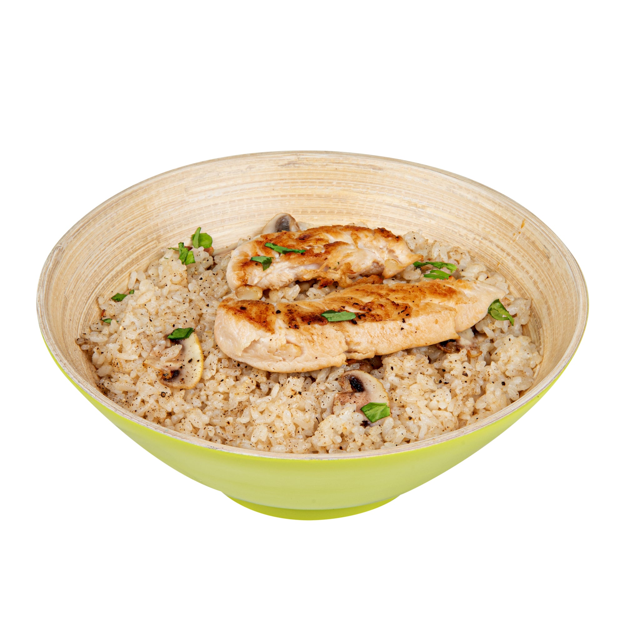 Bambuddha 29 oz Eco-Friendly Round Green Spun Bamboo Serving Bowl - 8.25
