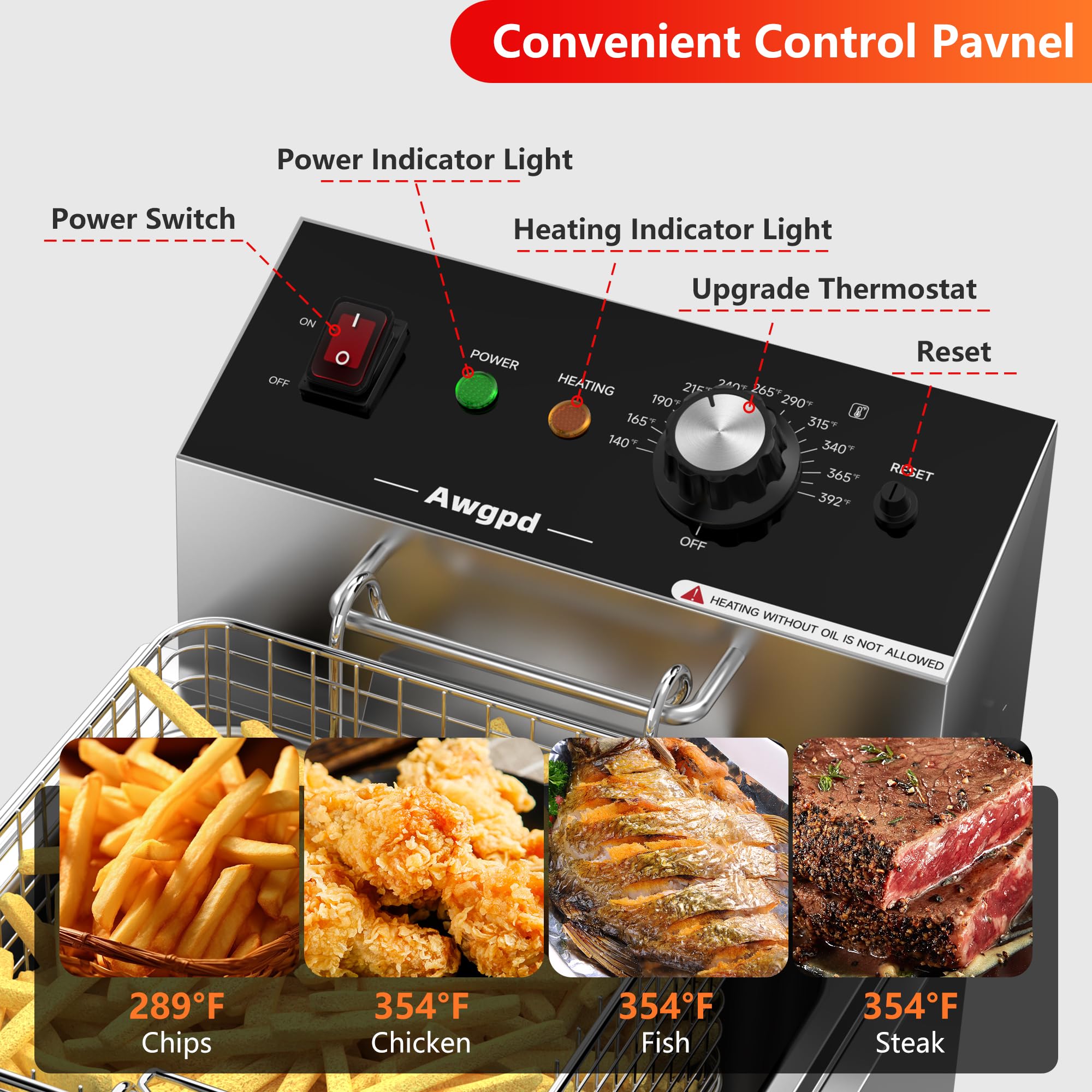 Commercial Electric Deep Fryer 10L (10.5QT) Stainless Steel Single Tank with Basket - 1700W Countertop Deep Fryer for Restaurant & Home Use - Perfect for Frying Chicken, Fish, Fries & Donuts