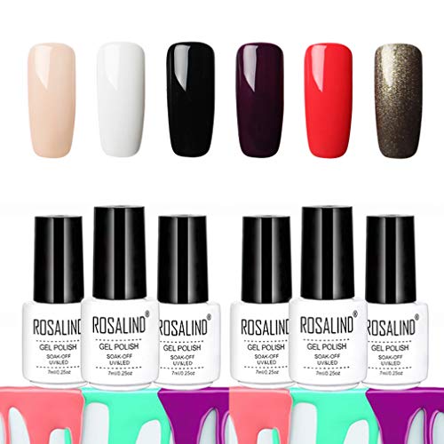ROSALIND Classic Solid Color Gel Nail Polish Set with Base & Top Coat - Long Lasting, Quick Dry Gel Polish Kit for Salon & Home Manicures | Perfect for Nail Art, DIY Nails, Professional Use & Gift Giving