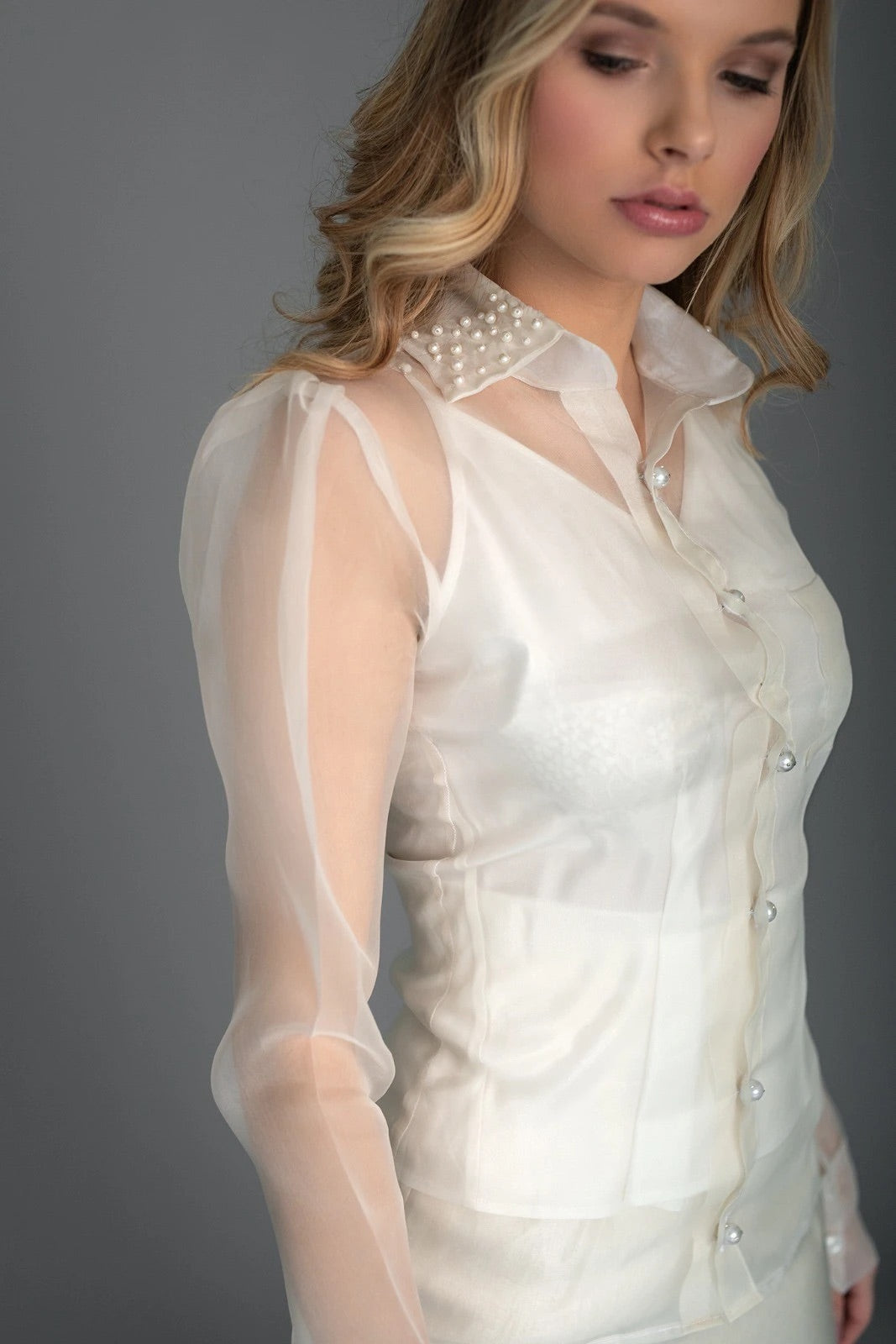 Elegant Women's Organza Silk Blouse - Breathable & Lightweight Formal Shirt for Office, Party & Special Occasions