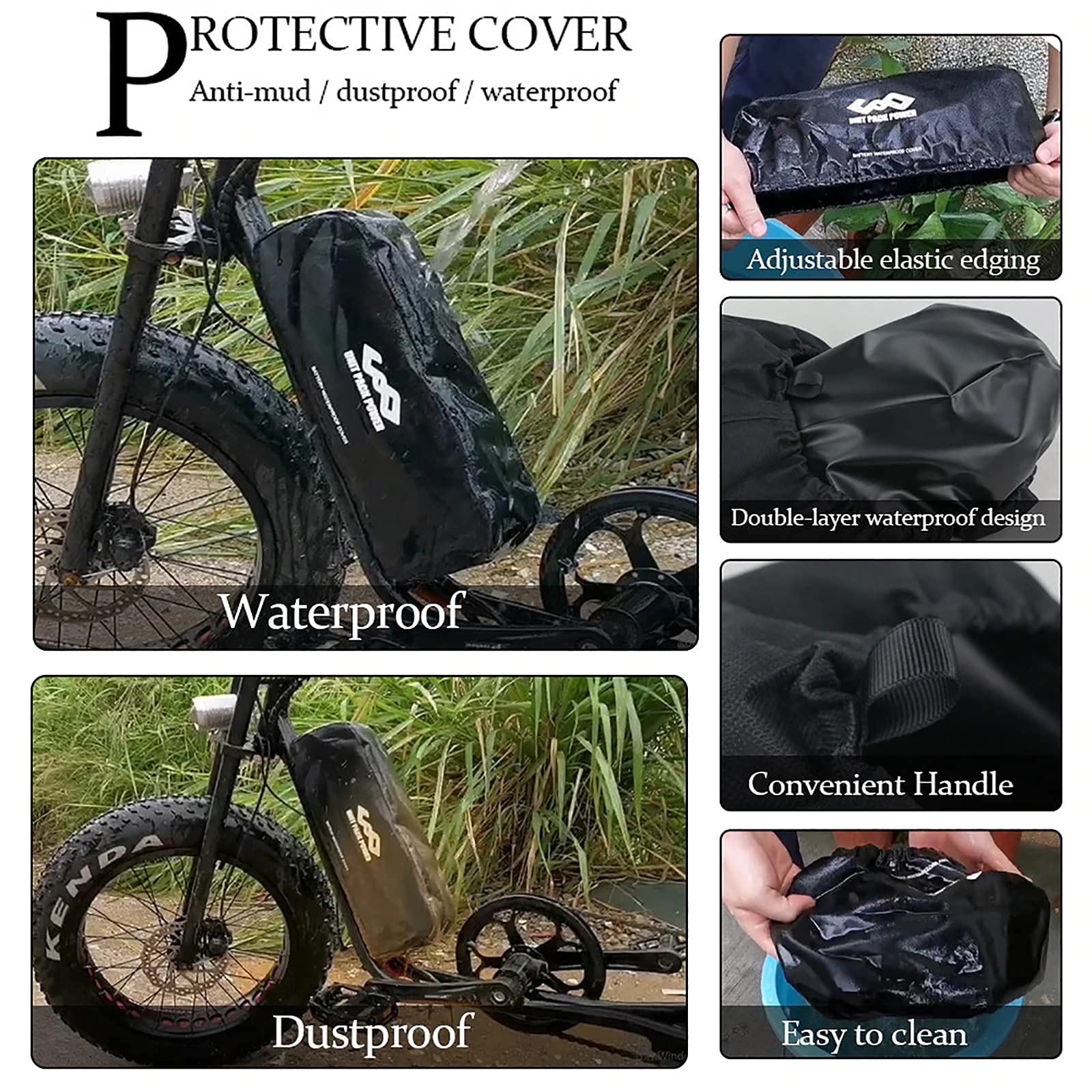 **Waterproof Ebike Battery Case - Durable Bicycle Battery Protector Bag for Hailong, Shark & Dolphin Batteries - Anti Mud, Dustproof & Wear-Resistant Frame Bag - Perfect for Commuting, Off-Road & Outdoor Adventures**