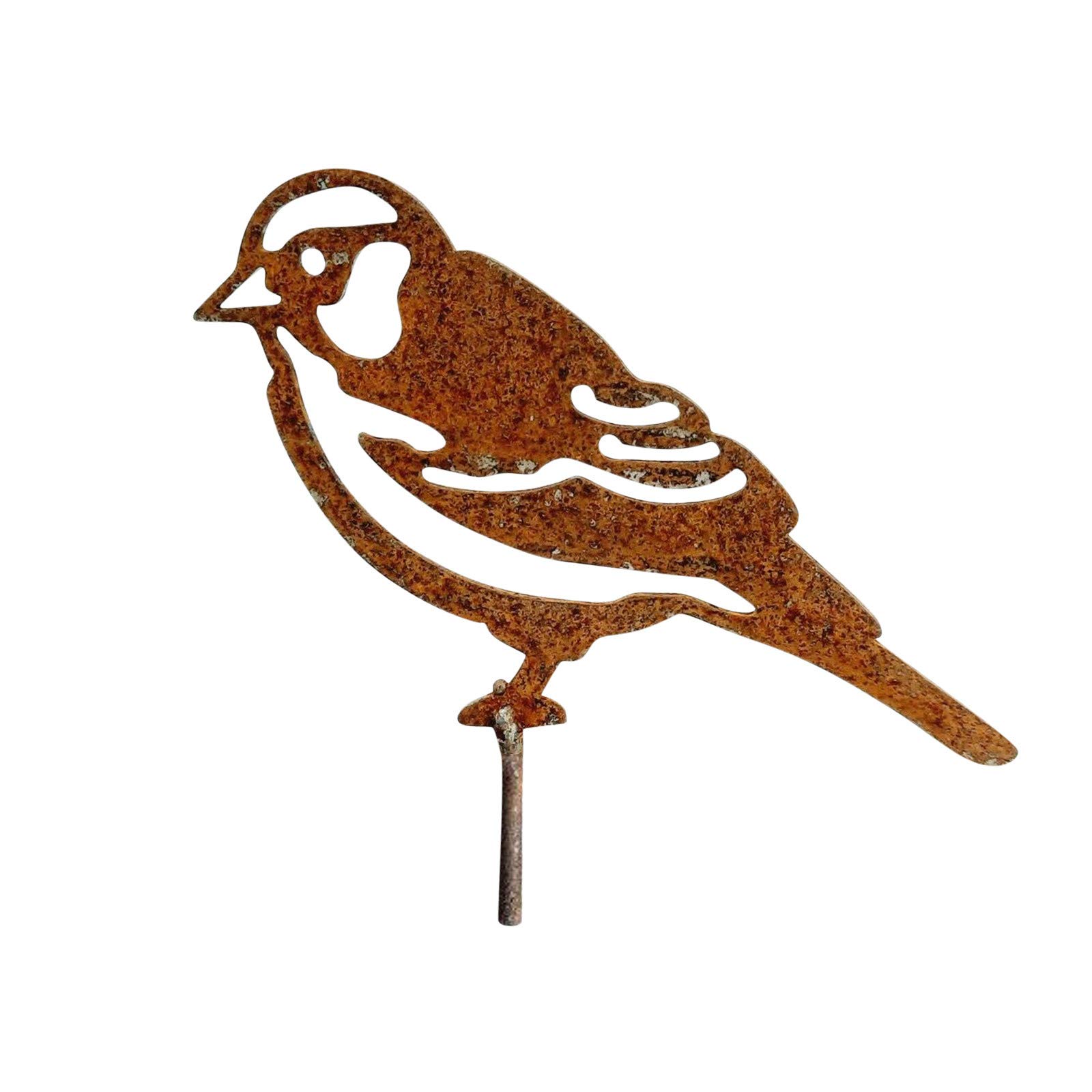 Handmade Rusty Metal Garden Bird Decor - Blackbird, Blue Tit, Sparrow & Robin Silhouette with Rusty Patina | Outdoor Yard Art for Garden, Patio & Lawn Decoration