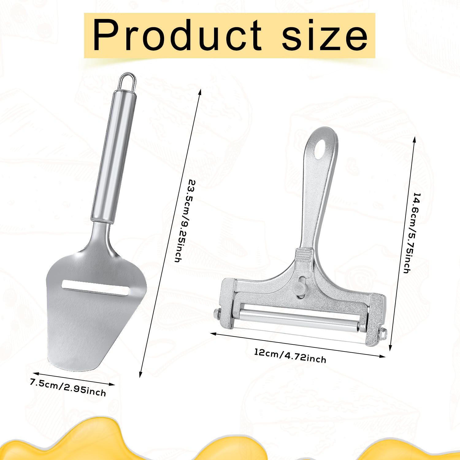 Premium Stainless Steel Wire Cheese Slicer with Cheese Shovel - Professional Cheese Cutting Board & Butter Slicer Kit for Hard Cheeses - Perfect for Charcuterie Boards, Cheese Platters & Gourmet Cooking