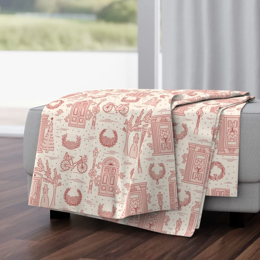Festive Toile Pink Plush Minky Throw Blanket 50