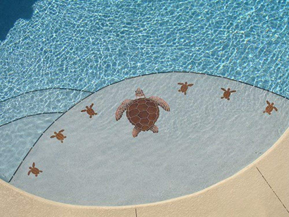 Mini Loggerhead Turtle Ceramic Swimming Pool Mosaic Tile - 4 Inch Green Sea Turtle Decor for Pools, Spas & Backyard Landscaping (Style A) | Perfect for DIY Pool Renovation, Aquatic Themed Decor & Garden Accents