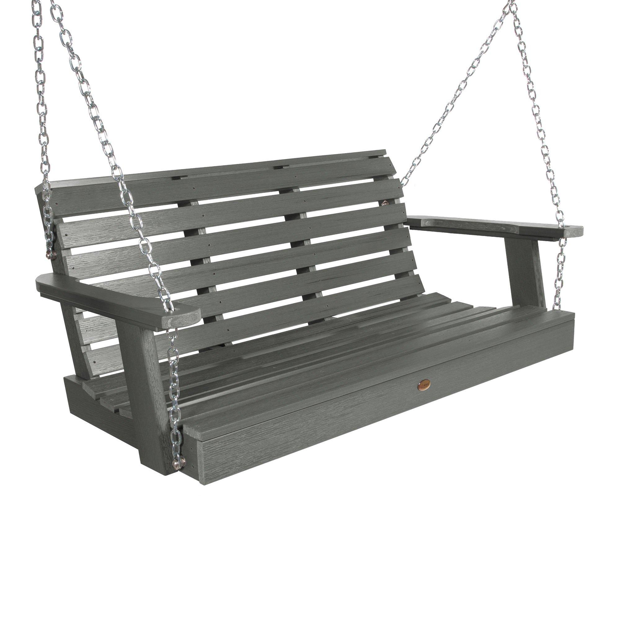 4ft Weatherly Porch Swing with Adirondack Coffee Table Set - Outdoor Patio Furniture for Relaxing in Garden, Backyard or Deck