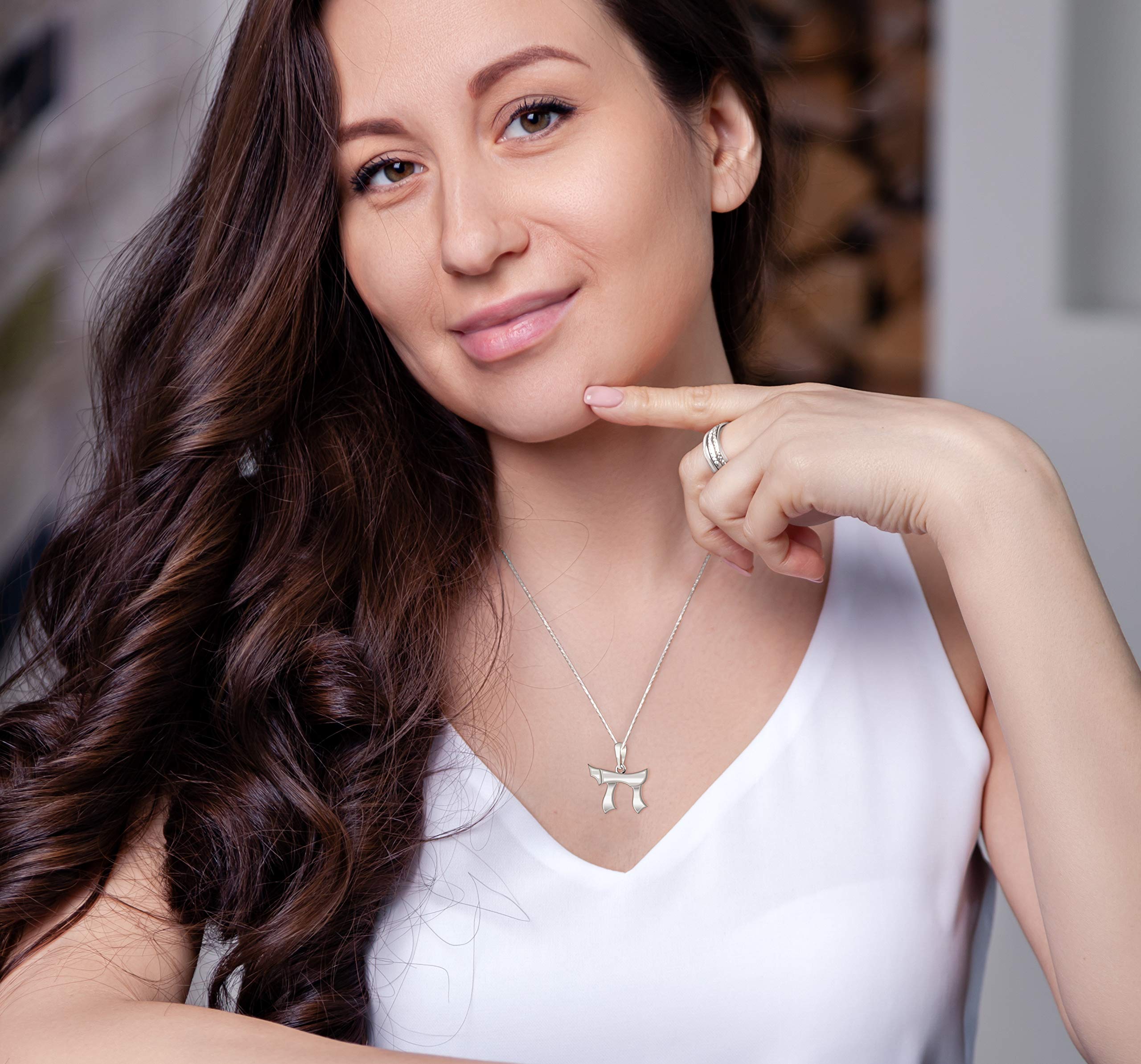 925 Sterling Silver Jewish Chai Pendant Necklace for Women - 0.625in Sign of Life Charm - Adjustable 18in to 24in Chain - Perfect for Hanukkah, Bat Mitzvah & Everyday Spiritual Jewelry