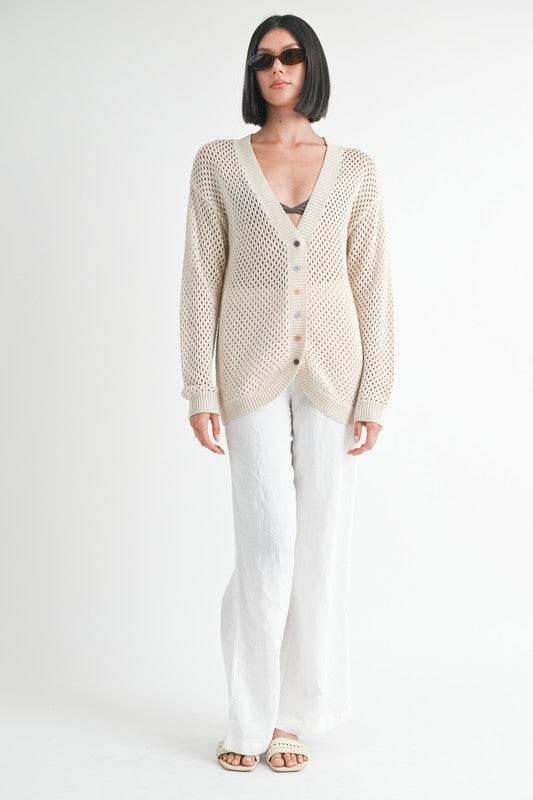 Crochet Button Up Cardigan for Women - Lightweight Summer Cover-Up for Beach, Office & Casual Outfits
