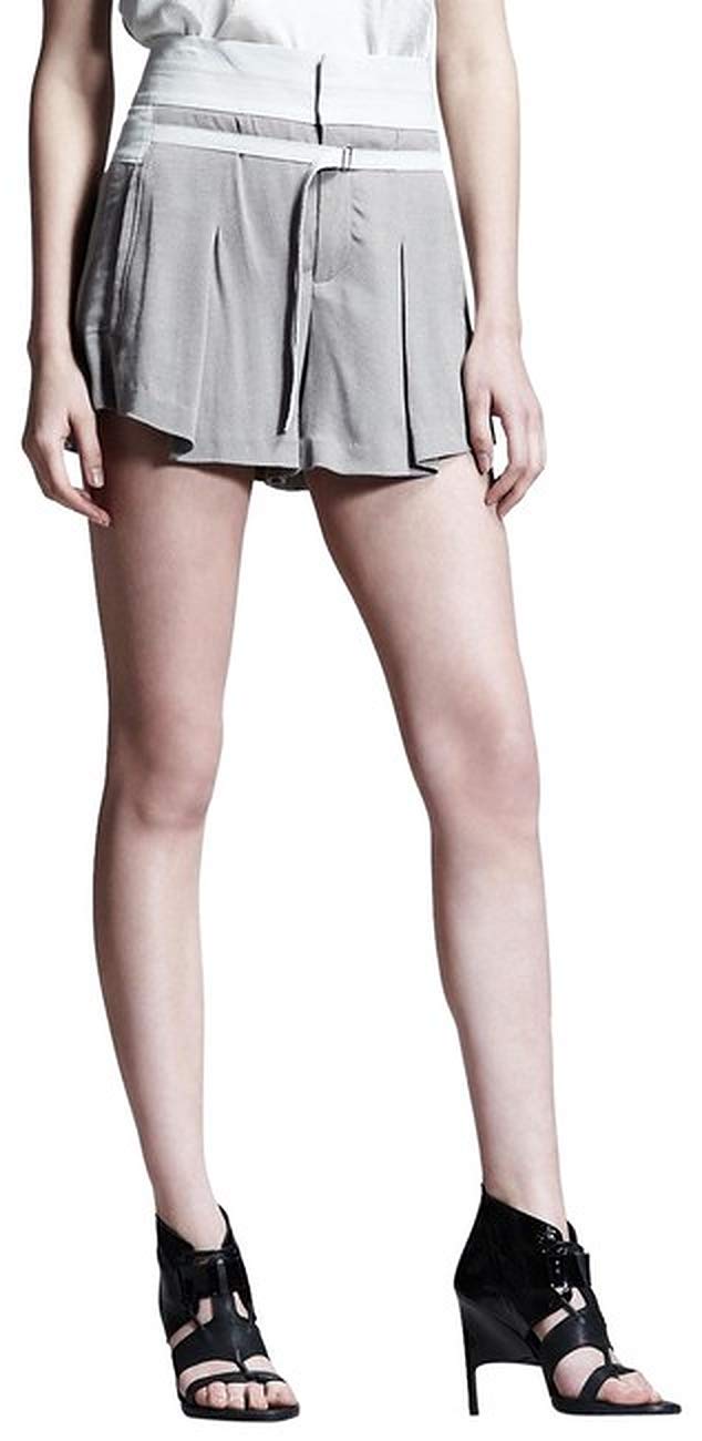Helmut Lang Triton Pleated Shorts for Women - Size 0 (Runs Large) | High Waisted Linen Blend Summer Shorts for Casual Wear & Beach Vacations