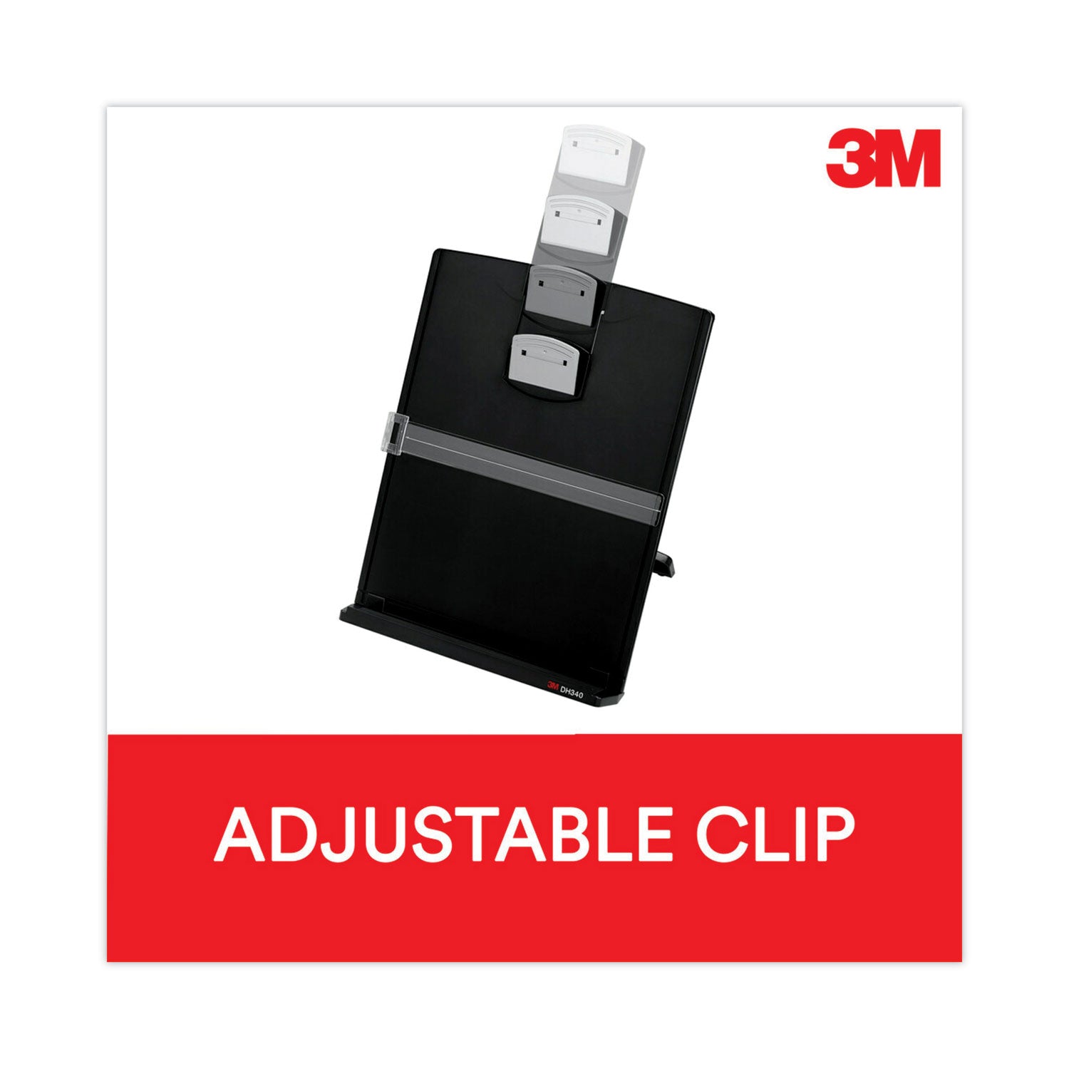 3M™ Fold Flat Freestanding Desktop Copyholder - 150 Sheet Capacity Plastic Document Holder with Black/Silver Clip | Perfect for Office, Home Study & Reading Documents