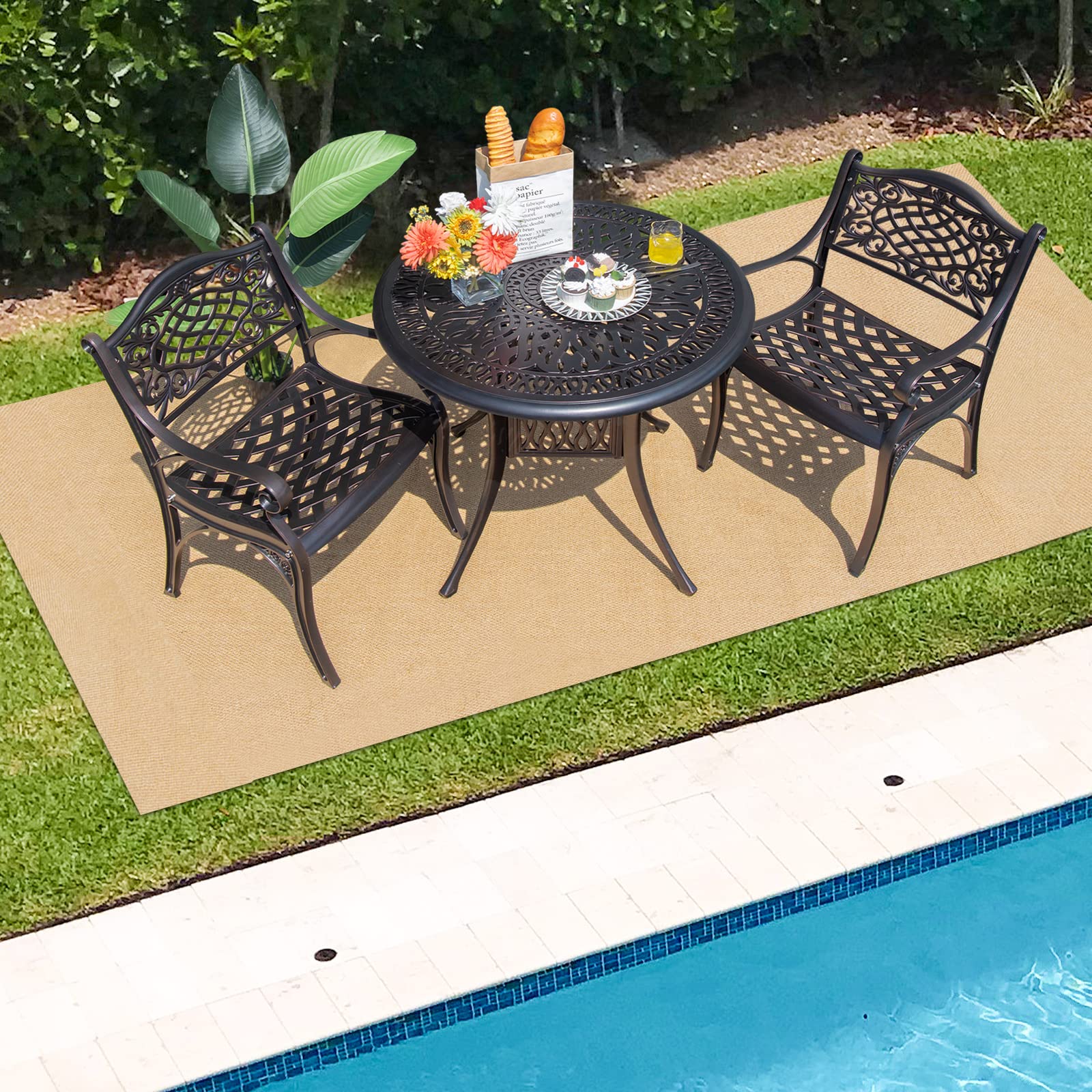 Tangkula 2-Piece Outdoor Dining Chairs Set - All-Weather Cast Aluminum Patio Chairs with Armrests & Curved Seats - Perfect for Garden, Poolside, Backyard, Deck & Outdoor Entertaining