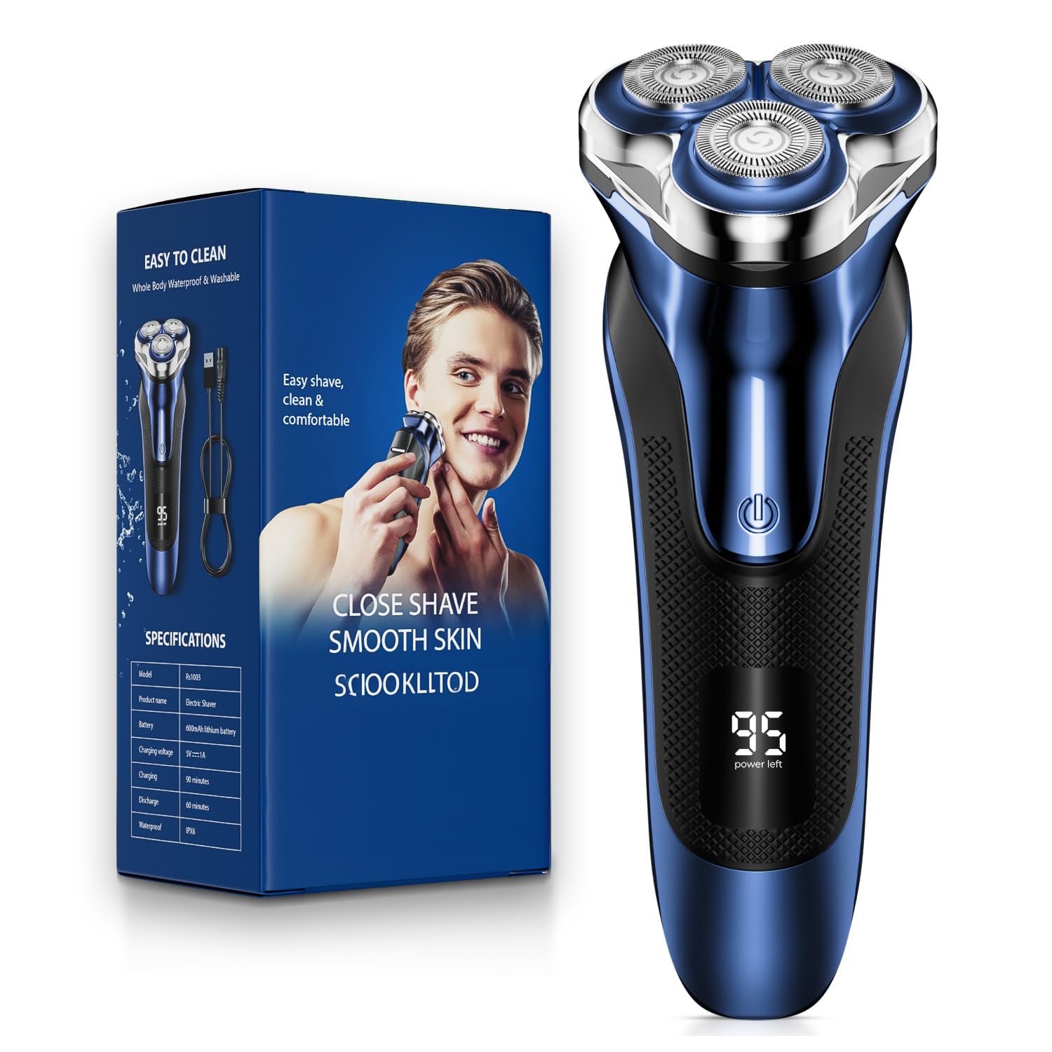Premium Electric Razor for Men - Rechargeable Wet & Dry Shaver with Pop-Up Trimmer - Smooth Face Shaving at Home or Travel - Ideal Gift for Dad & Husband