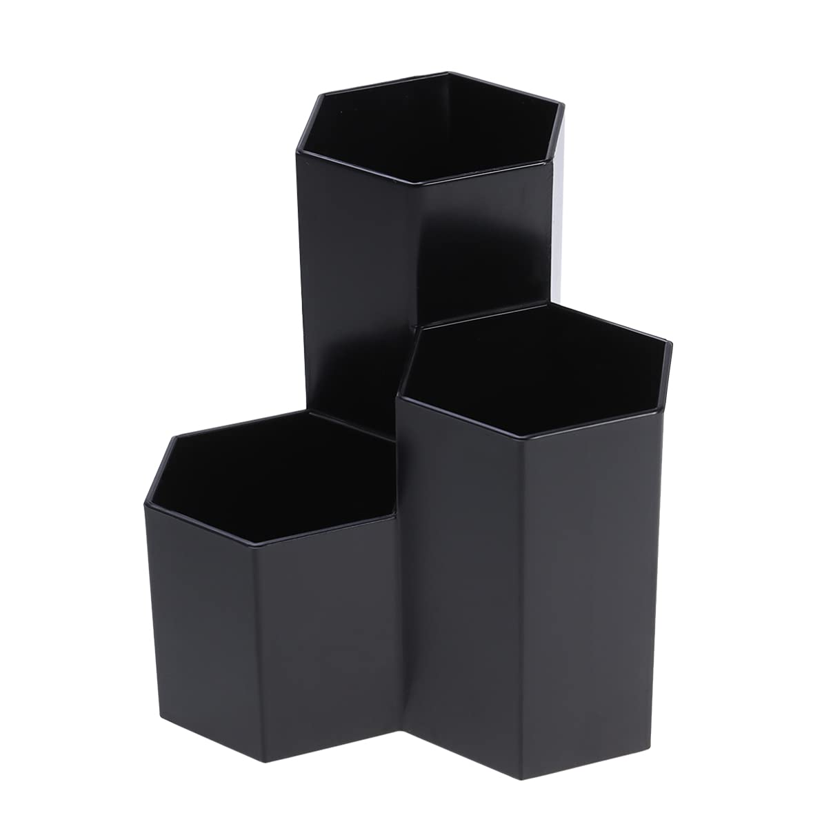 DOITOOL Hexagon Desk Organizer - Stylish Pen Holder for Office & Home, Perfect for Pens, Pencils, Brushes & Makeup Tools (Black) - Ideal for Workstation, Study Desk & Vanity Table Organization