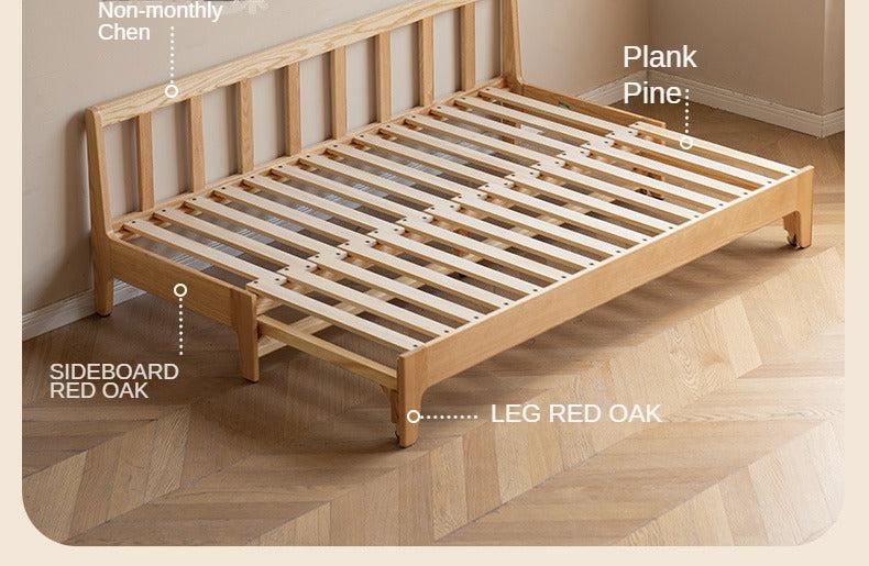 Oak Solid Wood Sleeper Sofa - Convertible Sofa Bed for Small Spaces, Guest Room & Living Room | Durable & Stylish Furniture for Home & Office