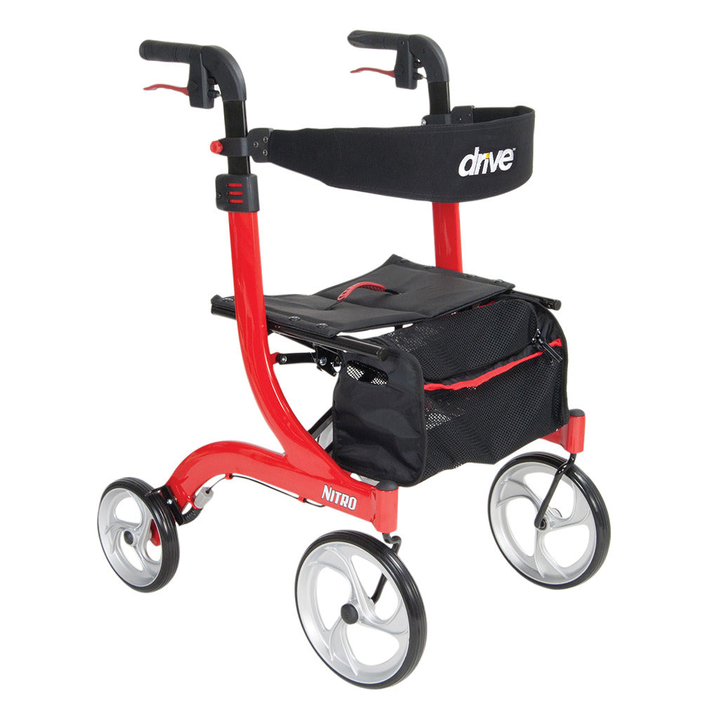 Nitro Euro Style Rollator Walker - Lightweight Mobility Aid with Seat & Basket for Seniors & Adults - Perfect for Indoor & Outdoor Use, Shopping, Travel & Recovery