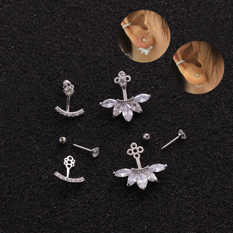20G Simple Cartilage Front Back Earring - Stainless Steel Minimalist Stud Earrings for Women | HSPJ1933 | Perfect for Daily Wear, Parties & Gifts