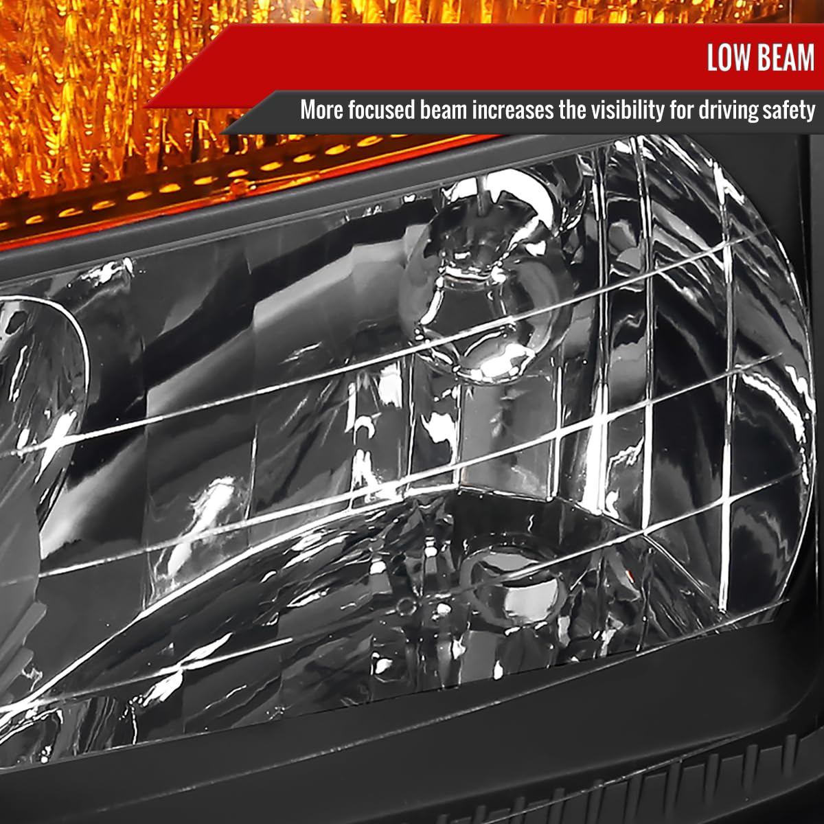 04-15 Nissan Titan & 04-07 Nissan Armada Black Headlights Pair - Durable LED Replacement Lamps for Off-Road & Night Driving