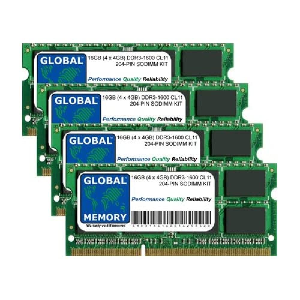 16GB (4x4GB) DDR3 1600MHz PC3-12800 204-Pin SODIMM Laptop RAM Memory Kit - Upgrade for HP, Dell, Lenovo, Acer Notebooks & Ultrabooks | Gaming, Multitasking & Productivity Boost