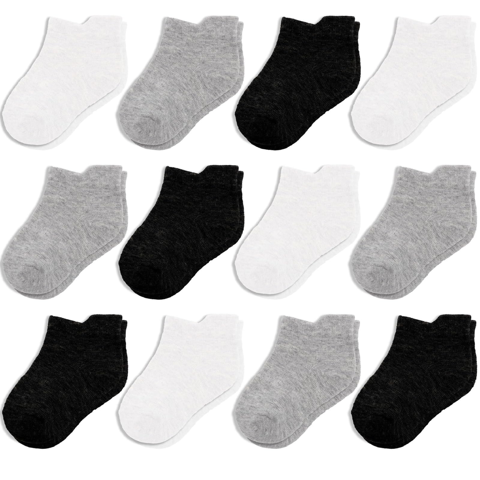 CozyWay Baby & Toddler Cotton Ankle Socks - 12 Pack No Show Comfy Socks for Boys & Girls (0-24 Months) - Perfect for Playtime, Daycare & Everyday Wear